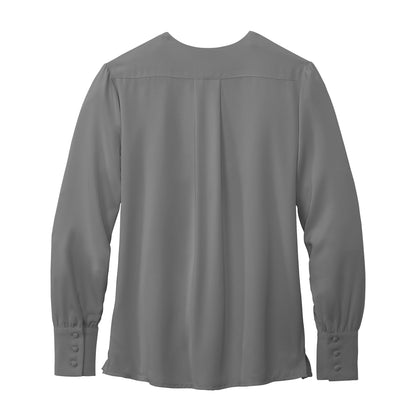 C2569 Brooks Brothers Ladies Open-Neck Satin Blouse